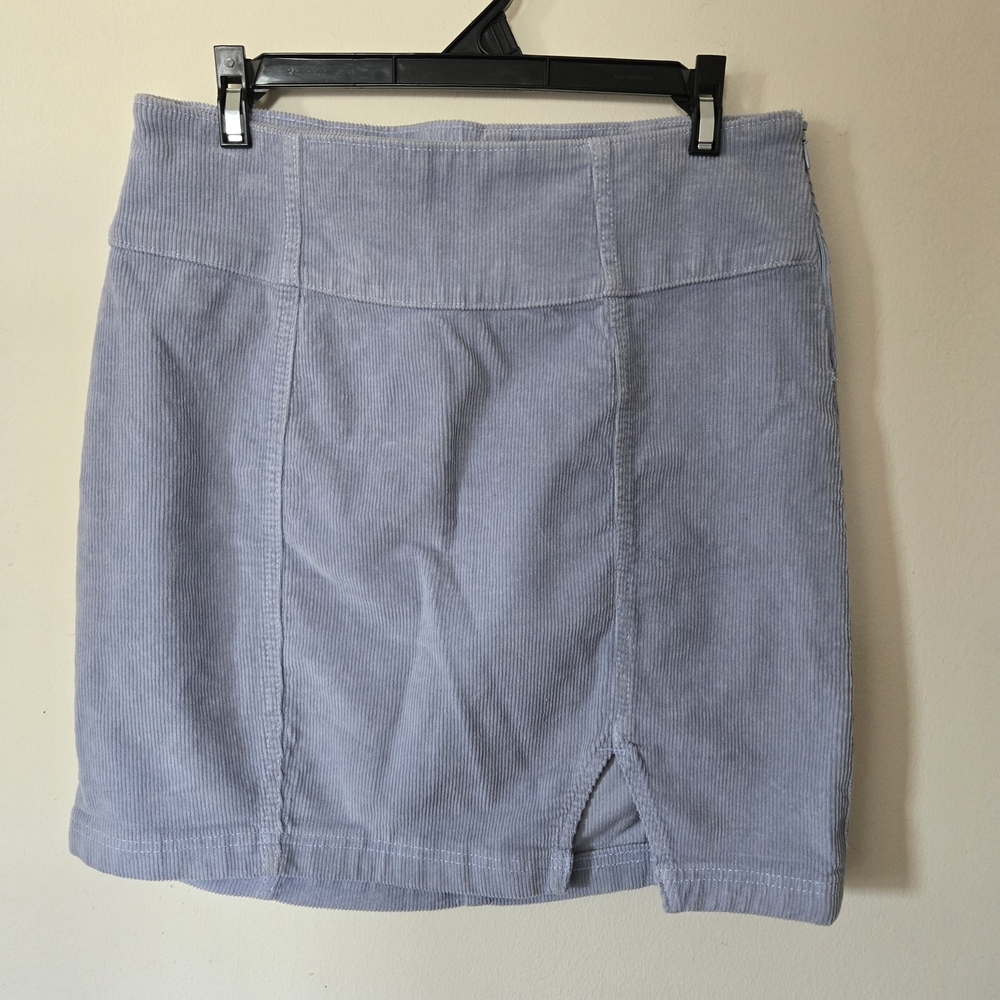 90s Y2K Inspired Sonoma Pastel Blue/lavender Corduroy Mini Skirt with Front Slit